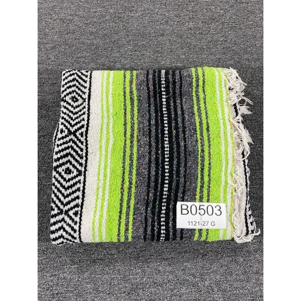 Vintage Navajo Style Hand Made Mexican Blanket with Fringes Frank’s Multicolor